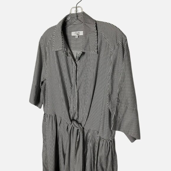 Adam Lippes Striped Midi Shirt Dress Black/White Size 14 **READ FLAW** - Picture 4 of 8
